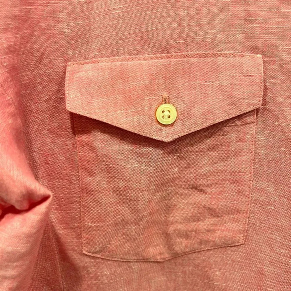Banana Republic Pink‎ Flax Cotton Button Down Shirt women’s size Large - Picture 4 of 7